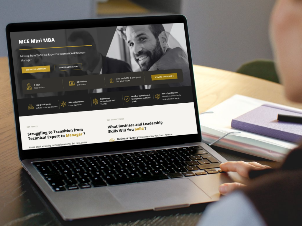 Management Centre Europe programme pages brand identity