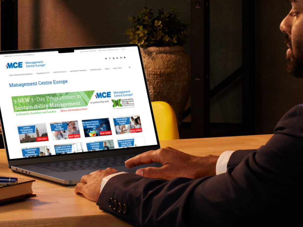 Management Centre Europe programme pages brand identity before rebrand
